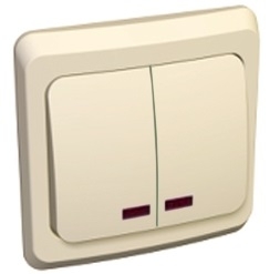 Выключатель двухклавишный ЭТЮД SE с подсветкой крем в Находке