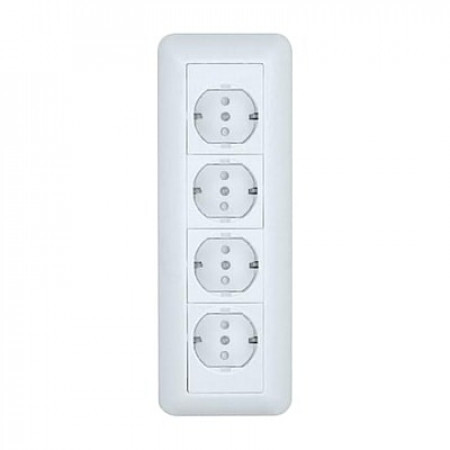 Розетка четырехместная BLANCA SE с заземлением с монтажной пластиной со шторками накладная белая в Находке