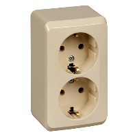 Розетка двойная ЭТЮД SE накладнаяс заземлением крем в Находке