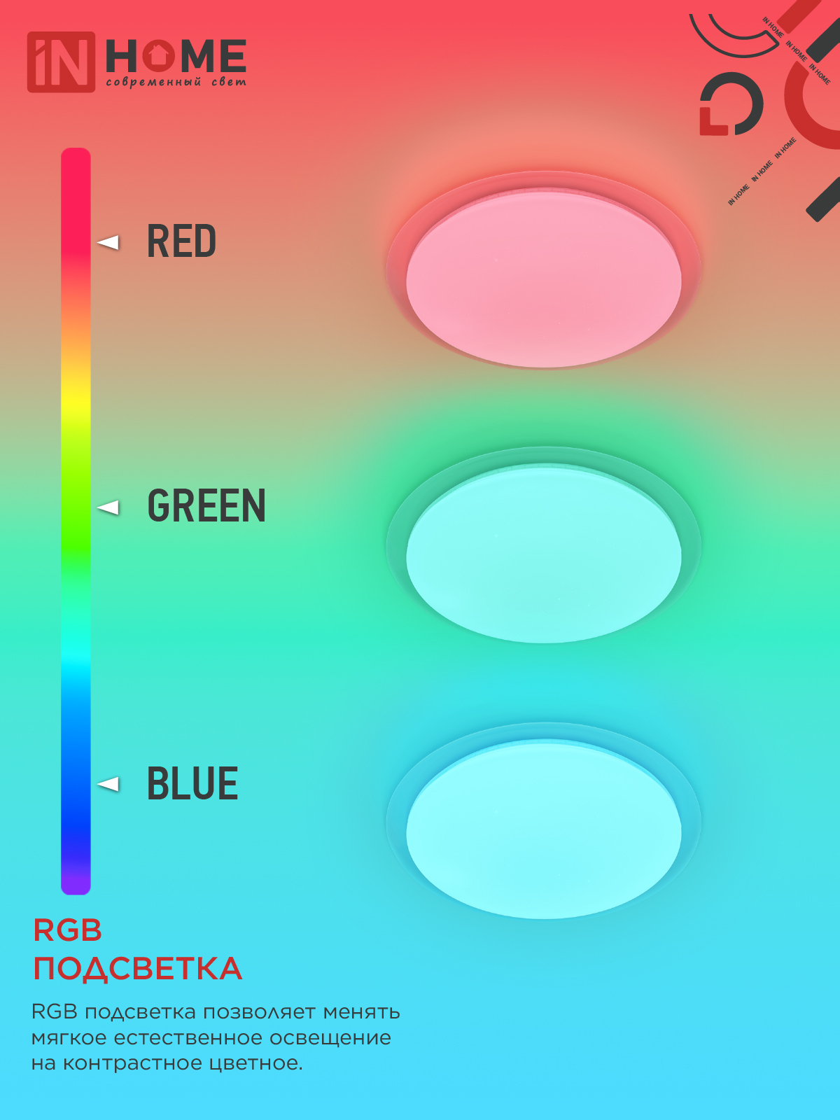 Светильник светодиодный COMFORT GALAXY-RGB 125Вт 230В 3000-6500K 10000Лм 565x80мм с пультом ДУ IN HOME в Находке