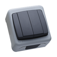 Выключатель двухклавишный накладной Makel IP55 серый в Находке