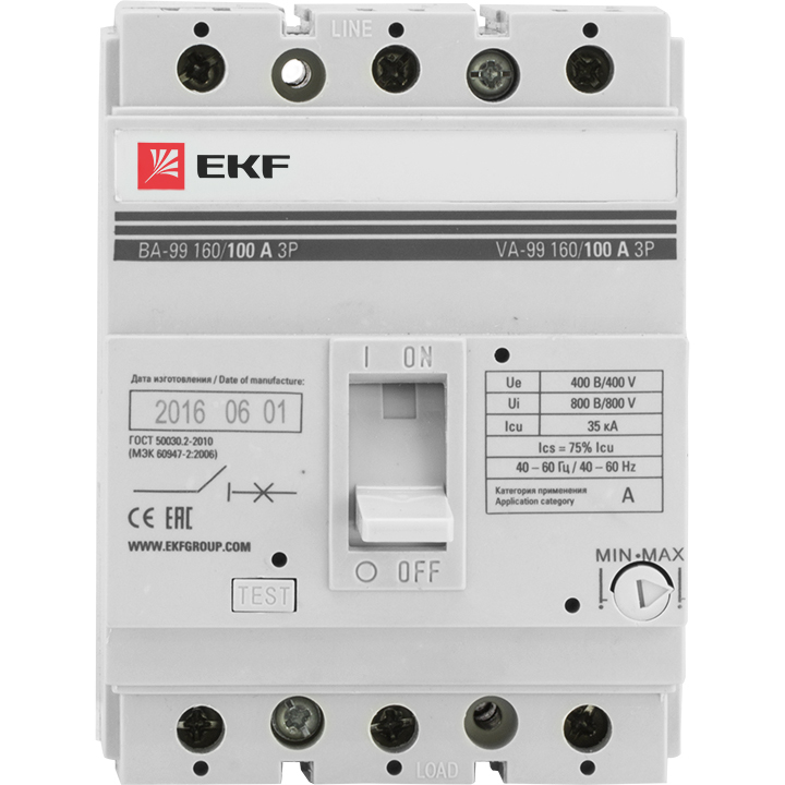 Автоматический выключатель EKF PROxima ВА99-160 3Р 63А 35кА в Находке
