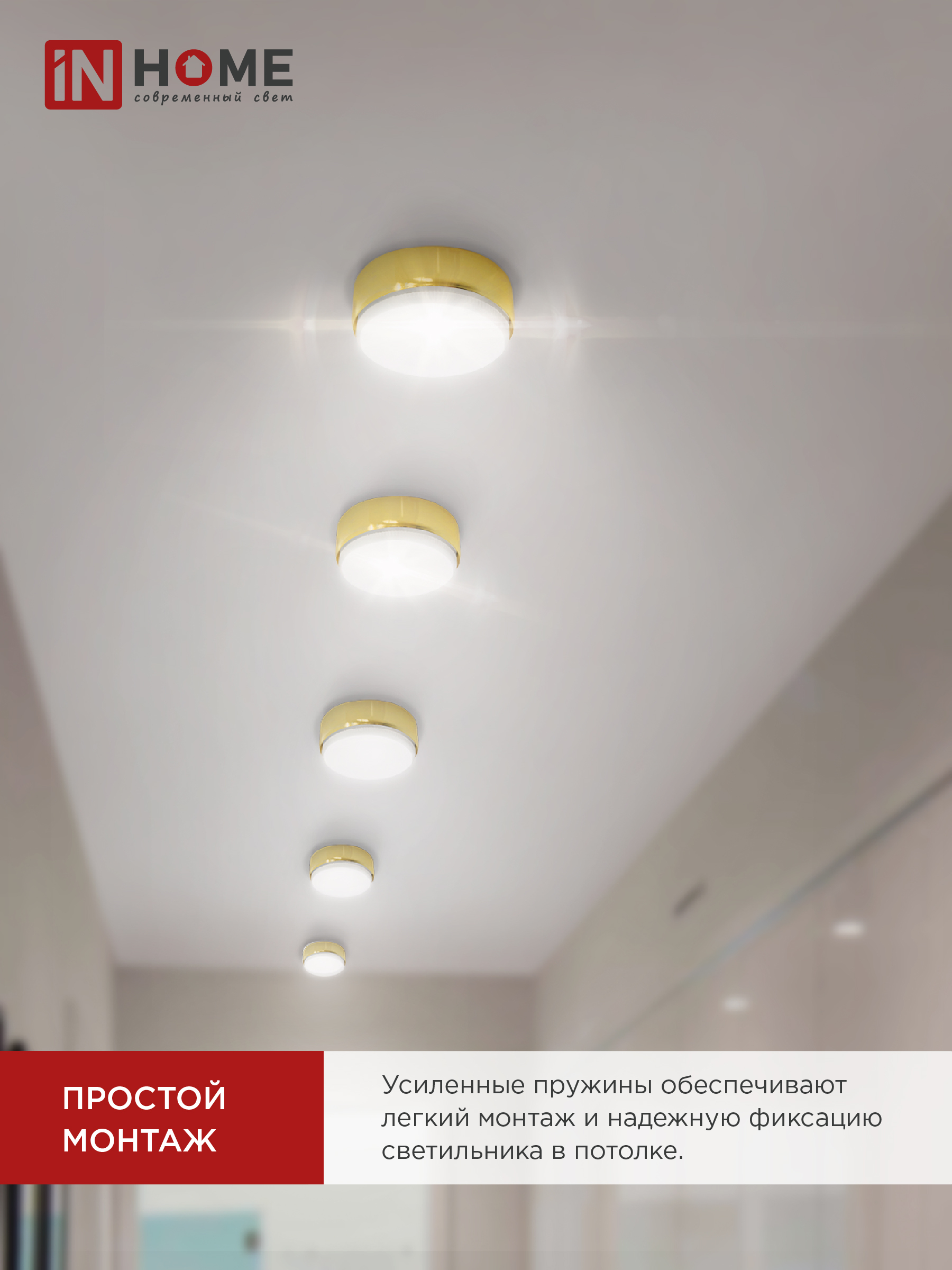 Светильник накладной GX53S-standard RG металл под лампу GX53 золото IN HOME в Находке