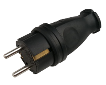 Вилка прямая с заземлением каучук 16А IP44 черная 9210 IN HOME в Находке