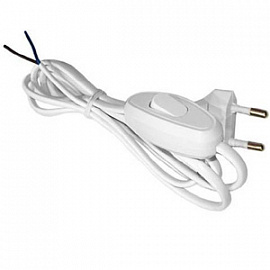 Шнур с вилкой и проходным выключателем ШВВП 2х0,75 2,2м белый в Находке