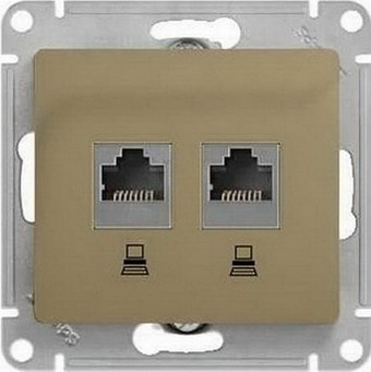 Розетка 2ая компьютерная RJ45+RJ45 Glossa титан в Находке
