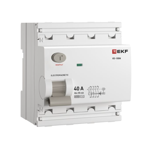 УЗО ВД-100N 4P 40А 30мА тип AC эл-мех EKF Proxima в Находке