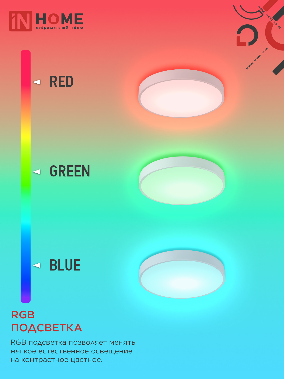 Светильник светодиодный SCANDY SIMPLE-125RGB-RCW 125Вт 230В 3000-6500K 10000Лм 400x50мм пульт ДУ белый IN HOME в Находке