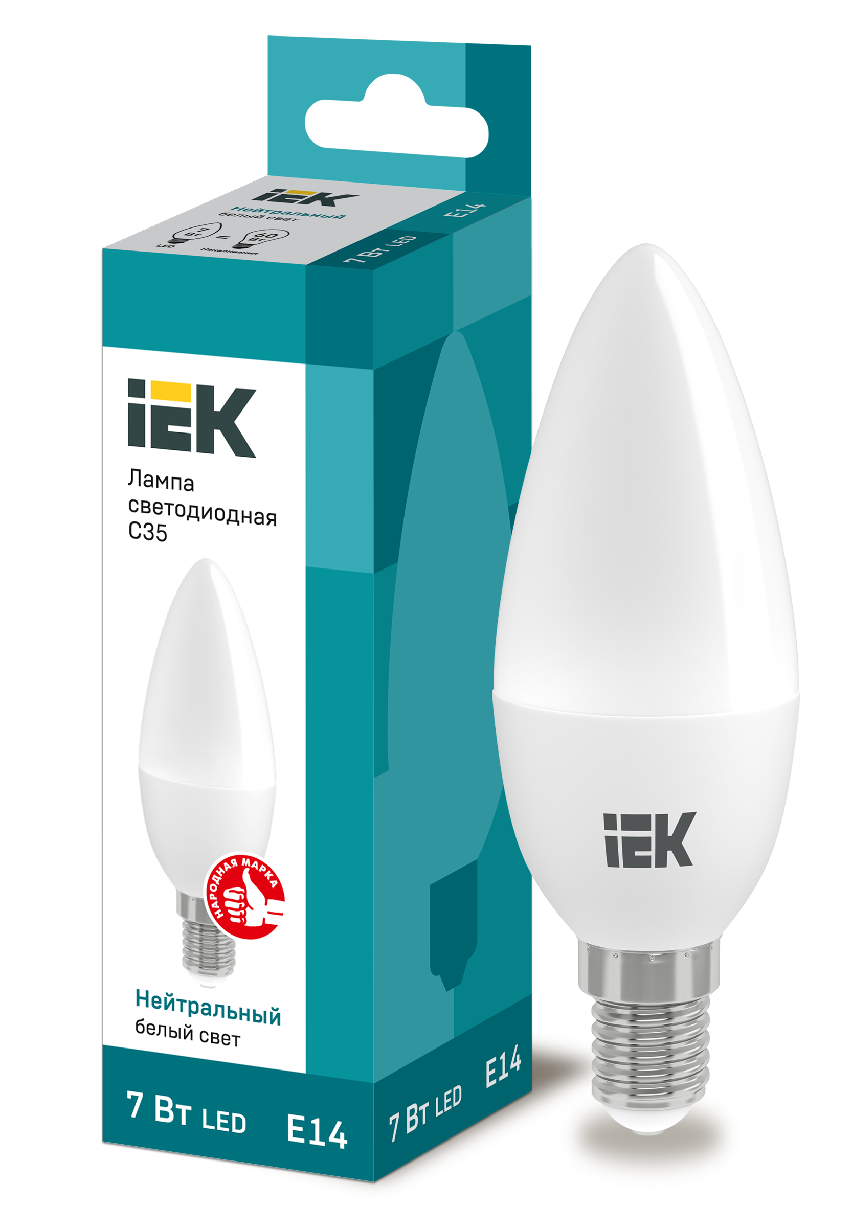 Лампа LED C35 свеча 7Вт 230В 4000К E14 IEK в Находке