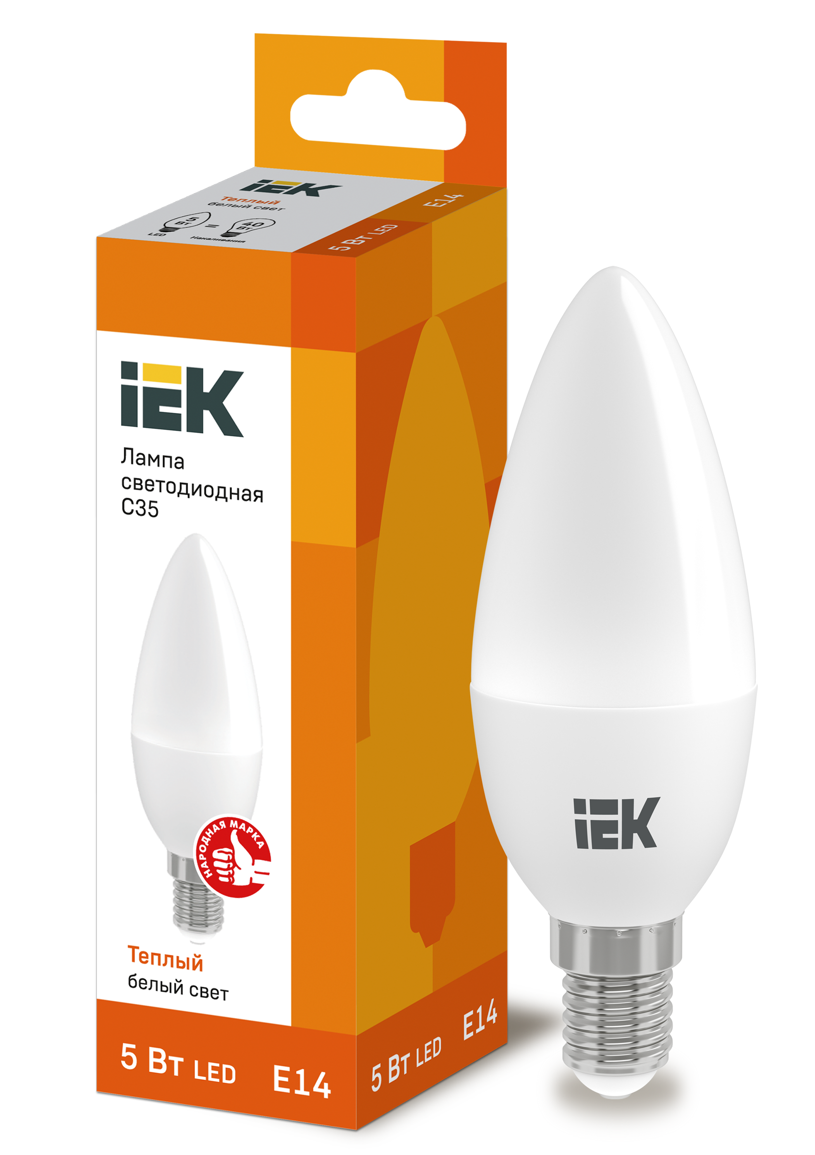 Лампа LED C35 свеча 5Вт 230В 3000К E14 IEK в Находке