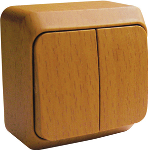 Выключатель двухклавишный ЭТЮД SE накладной бук в Находке