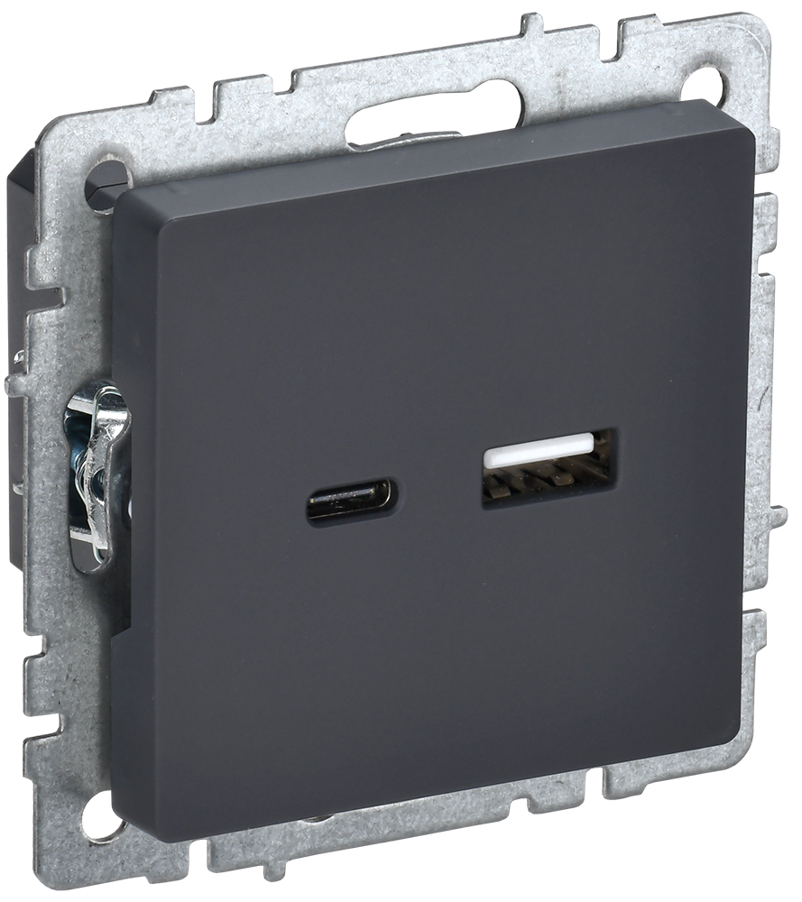 Розетка USB A+C 18Вт BRITE IEK графит в Находке