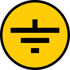 Самоклеящаяся этикетка символ "Заземление" 30х30 мм в Находке