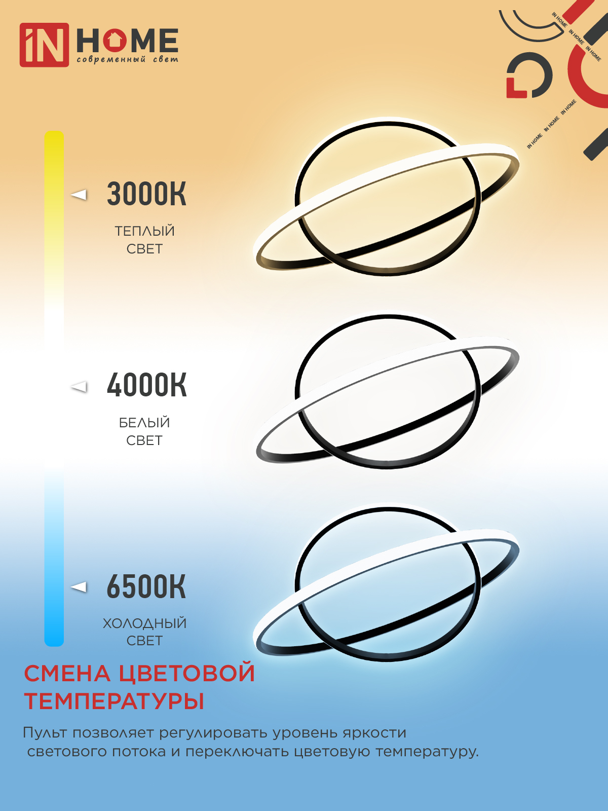 Светильник светодиодный ESTETIKA RING-95RC-2BL 95Вт 230В 3000-6500K 600/400 1.2м трос пульт ДУ черный IN HOME в Находке