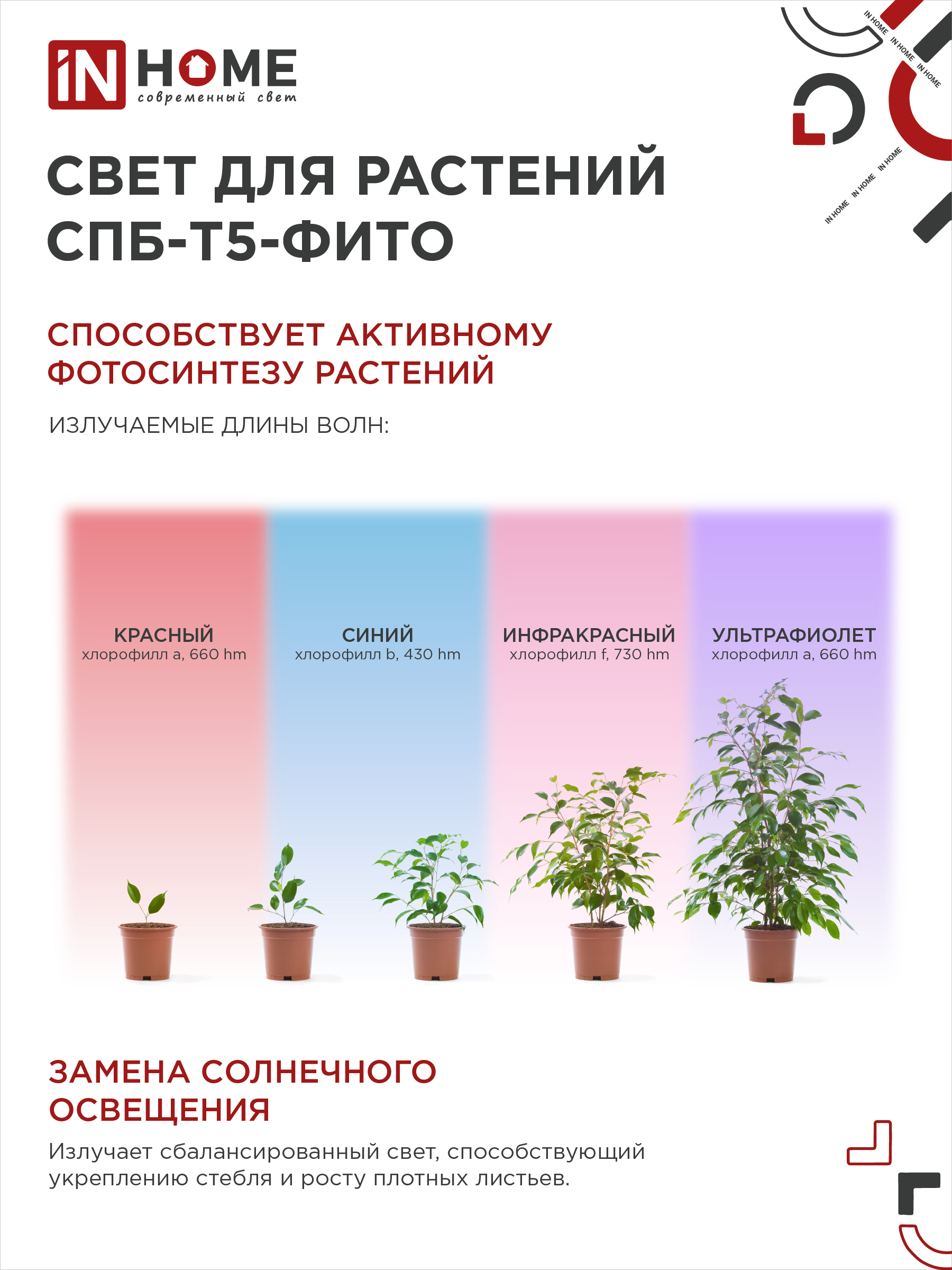 Светильник светодиодный СПБ-Т5 STD-ФИТО красно-синий спектр 20Вт 1200мм IN HOME в Находке