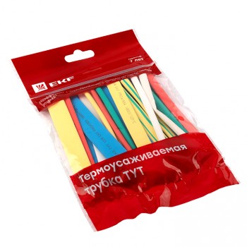 Термоусаживаемая трубка ТУТ нг 6/3 набор 7 цветов по 3 шт 100мм EKF PROxima в Находке