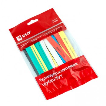 Термоусаживаемая трубка ТУТ нг 16/8 набор 7 цвет по 3 шт 100 мм EKF PROxima в Находке