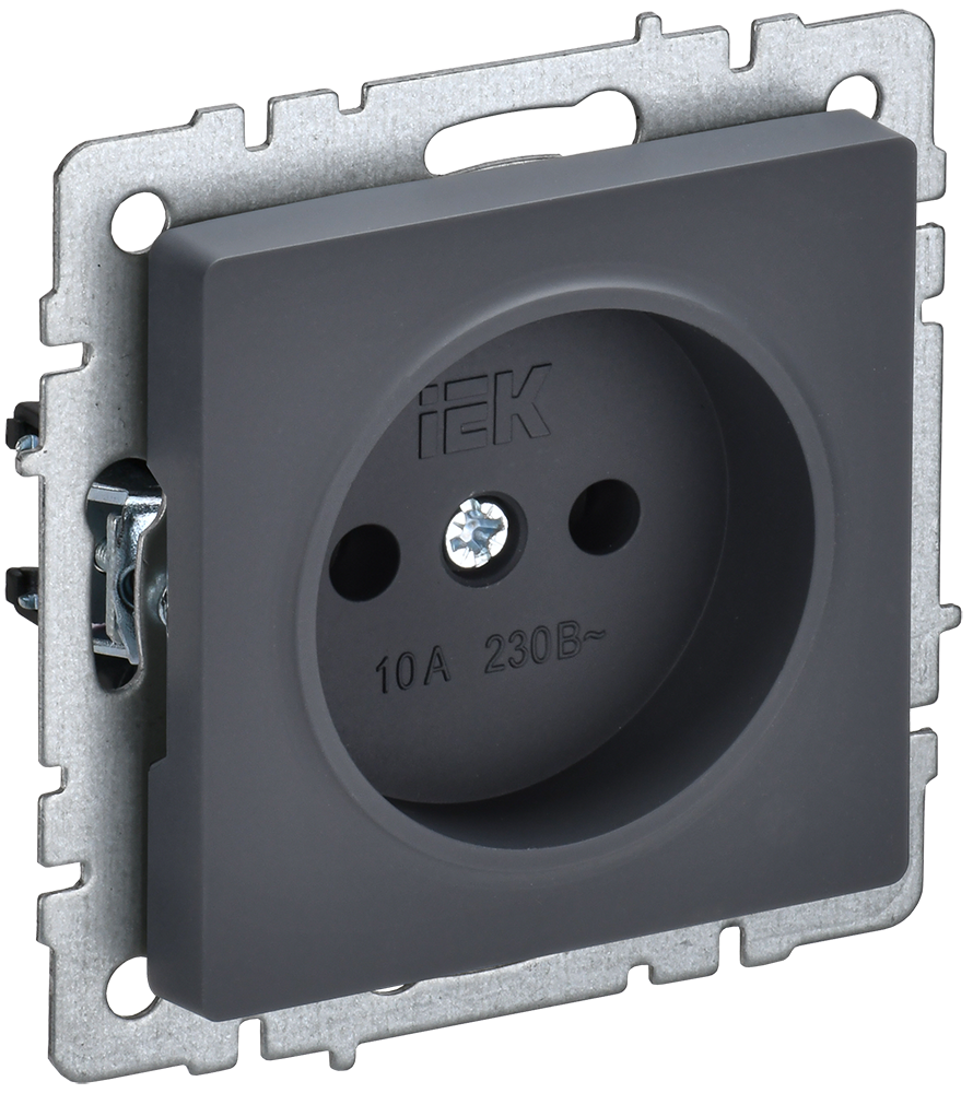 Розетка одинарная 10А BRITE IEK графит в Находке