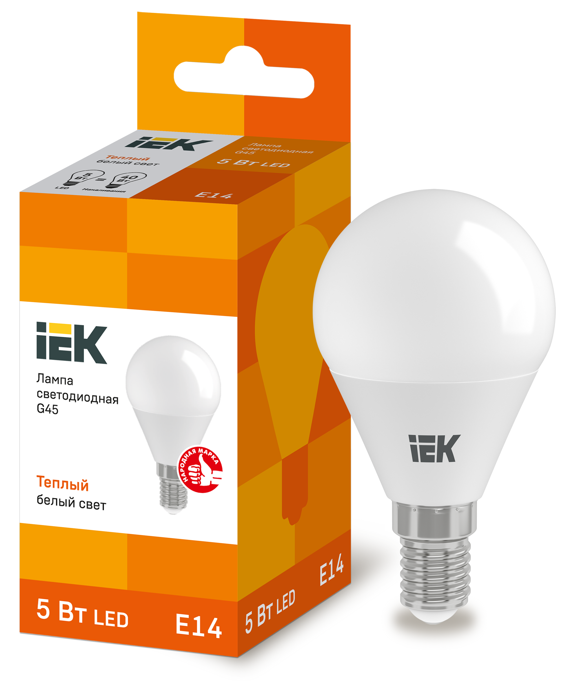 Лампа LED G45 шар 5Вт 230В 3000К E14 IEK в Находке