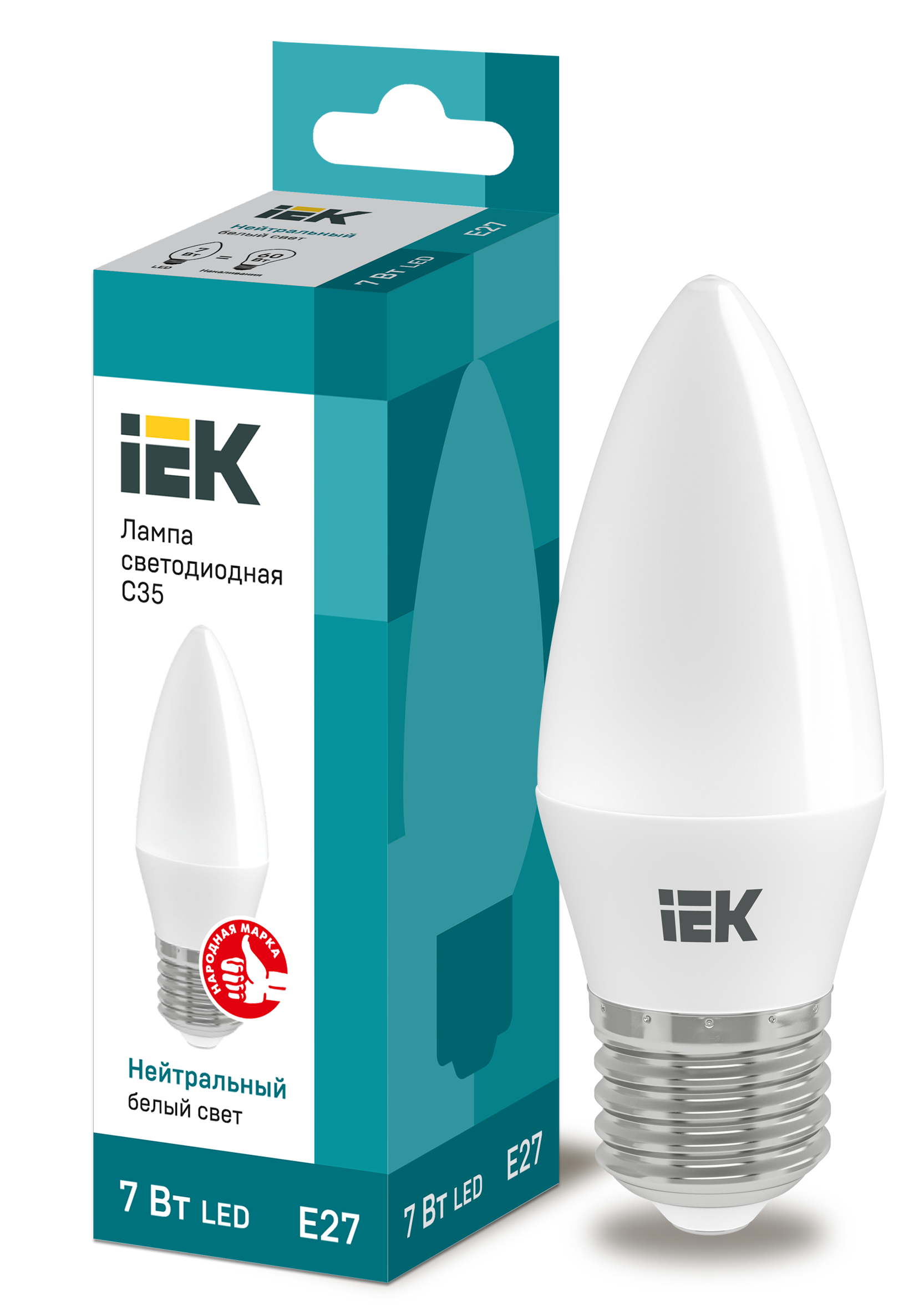 Лампа LED C35 свеча 7Вт 230В 4000К E27 IEK в Находке