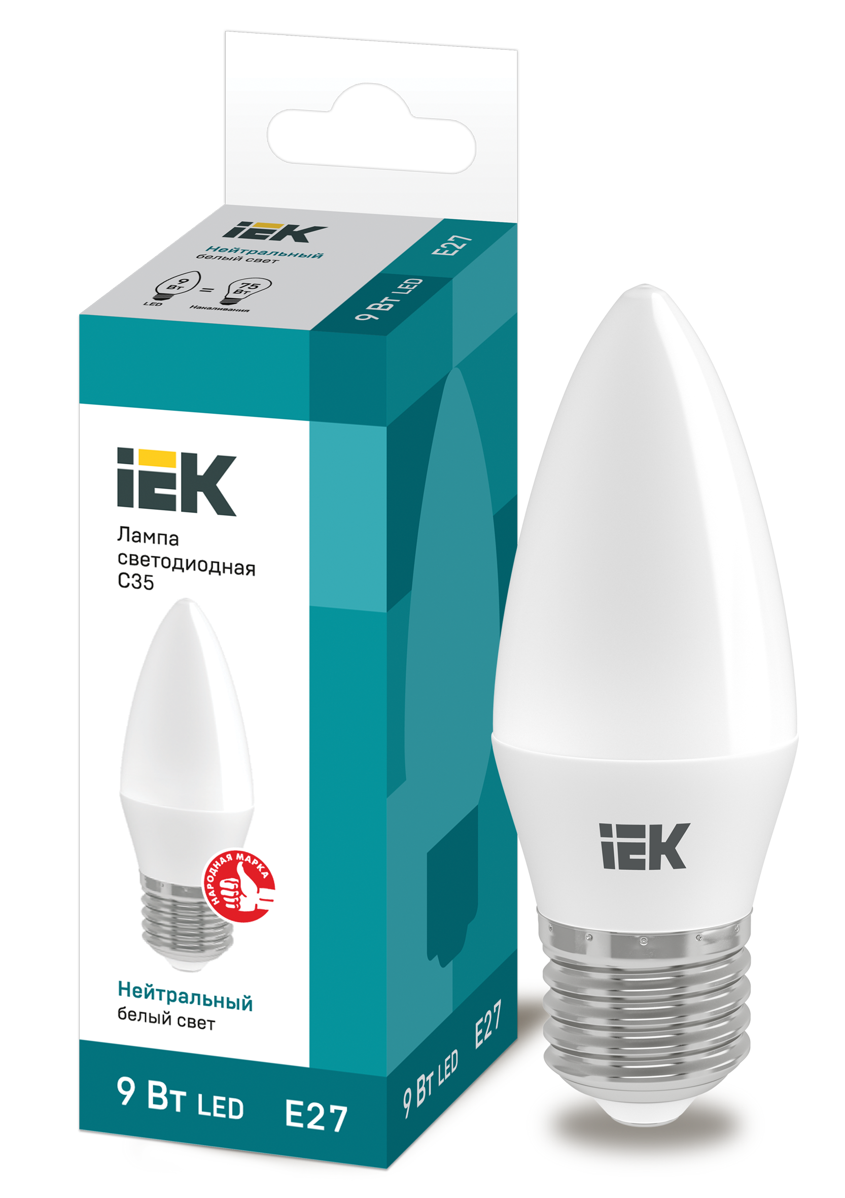 Лампа LED C35 свеча 9Вт 230В 4000К E27 IEK в Находке