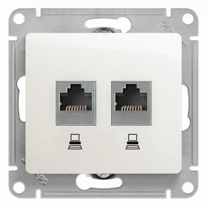 Розетка двойная компьютерная RJ45+RJ45 Glossa SE белая в Находке