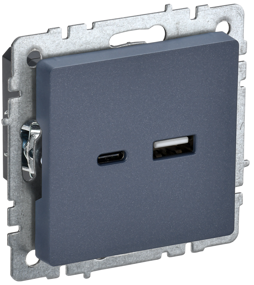 Розетка USB A+C 18Вт BRITE IEK маренго в Находке
