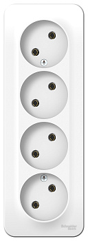 Розетка четырехместная BLANCA SE накладная с изоляционной пластиной белая в Находке