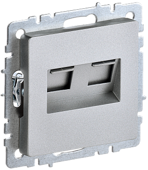 Розетка двойная RJ11+RJ45 кат.5E BRITE IEK алюминий в Находке