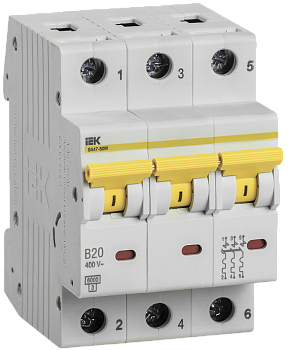 Автоматический выключатель ВА47-60M 3Р 20А 6кА х-ка B IEK в Находке