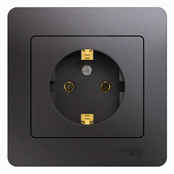 Розетка 1ая с заземлением Glossa графит в сборе в Находке