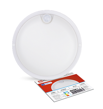 Светильник светодиодный герметичный СПП ИД-2065-КРУГ 20Вт 6500К 1800Лм с инфракрасным датчиком IP65 155мм IN HOME в Находке