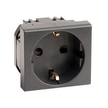 Розетка силовая 2Р+Е, со шторками, «Viva», 2 мод., цвет черный DKC в Находке