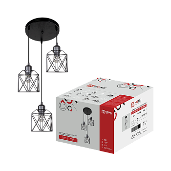 Светильник подвесной под лампу LOFT ATIKO-PN-3E27R-BL 3хЕ27 подвес 1м круглая база черный IN HOME в Находке