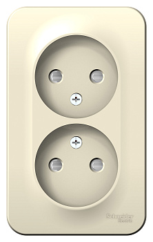 Розетка двойная BLANCA SE накладная со шторками молочная в Находке