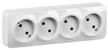 Розетка 4ая без з/к НАКЛАДНАЯ 10А GLORY белая РС24-2-ХБ IEK в Находке