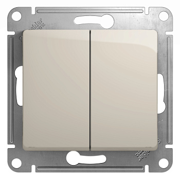 Переключатель двухклавишный Glossa SE молочный в Находке
