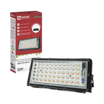 Прожектор светодиодный ФДО STD-ФИТО красно-синий спектр 50Вт IP65 черный IN HOME в Находке