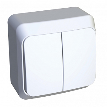 Выключатель двухклавишный ЭТЮД SE накладной с подсветкой белый в Находке