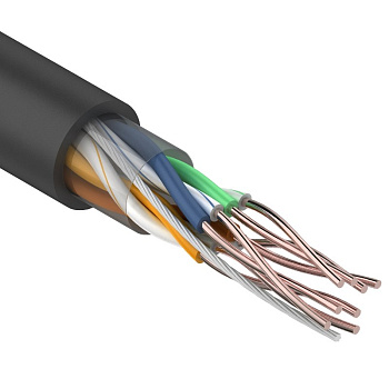 Кабель связи витая пара внешний НЕ экранированный UTP 4PR 24AWG, CAT5e, черный, бухта 305м REXANT (OUTDOOR) в Находке