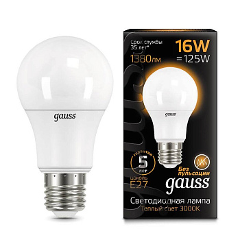 Лампа светодиодная LED-A60 16Вт E27 3000K 1380Лм Black GAUSS в Находке
