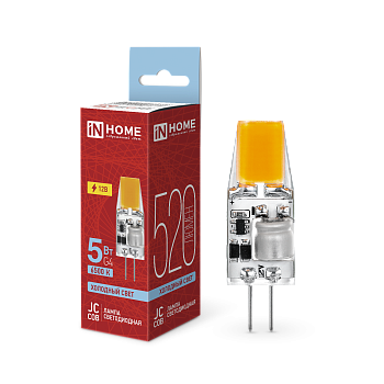 Лампа светодиодная LED-JC-COB 5Вт 12В G4 6500К 520Лм IN HOME в Находке