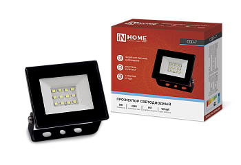 Прожектор светодиодный СДО-7 20Вт 230В 6500К IP65 черный IN HOME в Находке