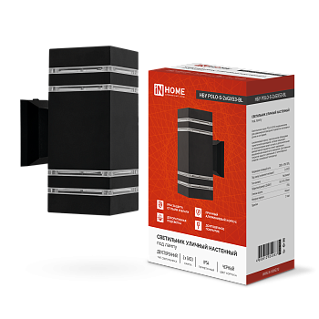 Светильник уличный настенный двусторонний НБУ POLO-S-2xGX53-BL алюминиевый черный IP54 IN HOME в Находке