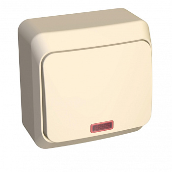 Выключатель одноклавишный ЭТЮД SE накладной с подсветкой крем в Находке