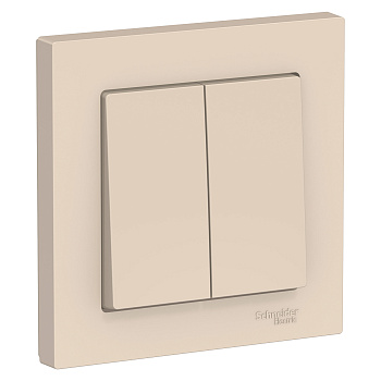 Выключатель двухклавишный AtlasDesign SE бежевый в сборе в Находке