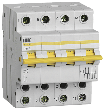 Выключатель-разъединитель трехпозиционный ВРТ-63 4P 50А IEK в Находке