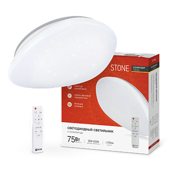 Светильник светодиодный COMFORT STONE 75Вт 230В 3000-6500K 6000Лм 530x105мм с пультом ДУ IN HOME в Находке