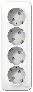 Розетка четырехместная BLANCA накладная с заземлением со шторками с изоляционной пластиной белая в Находке