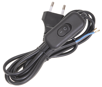 Шнур УШ-1КВ опрессованный с вилкой со встроенным выключателем 2х0,75/2метра черный IEK в Находке